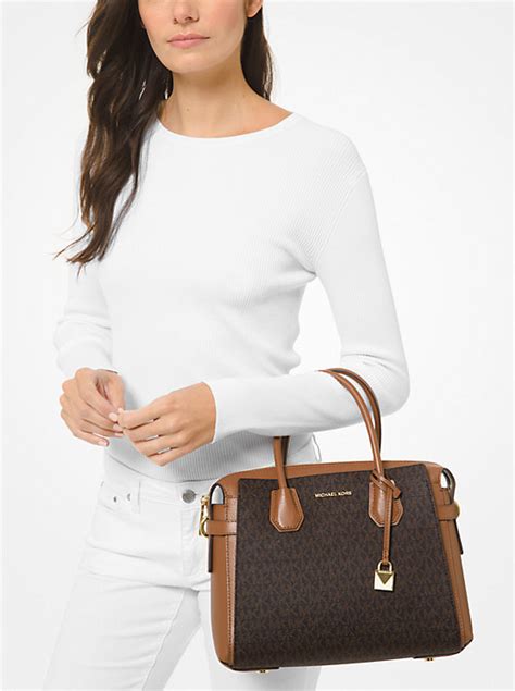 michael kors mercer belted signature satchel|mercer medium Michael Kors.